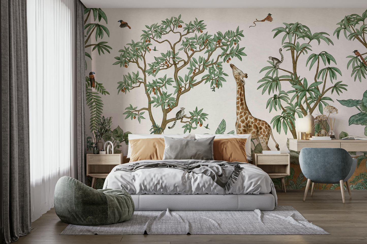 A classic jungle animal wallpaper for walls.

