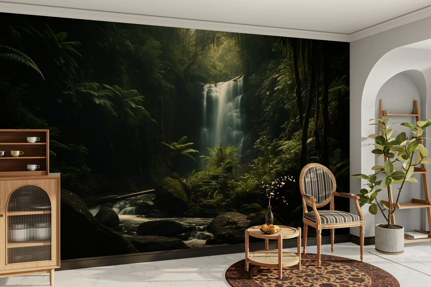 A serene mysterious woods wall mural for your decor.

