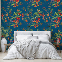 A calming floral design wallpaper mural that defines a space.

