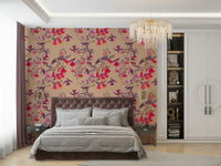 A classic floral bird wallpaper for walls.

