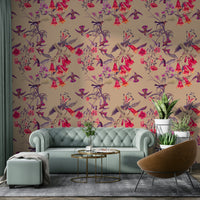 A calming serene garden wallpaper mural that defines a space.

