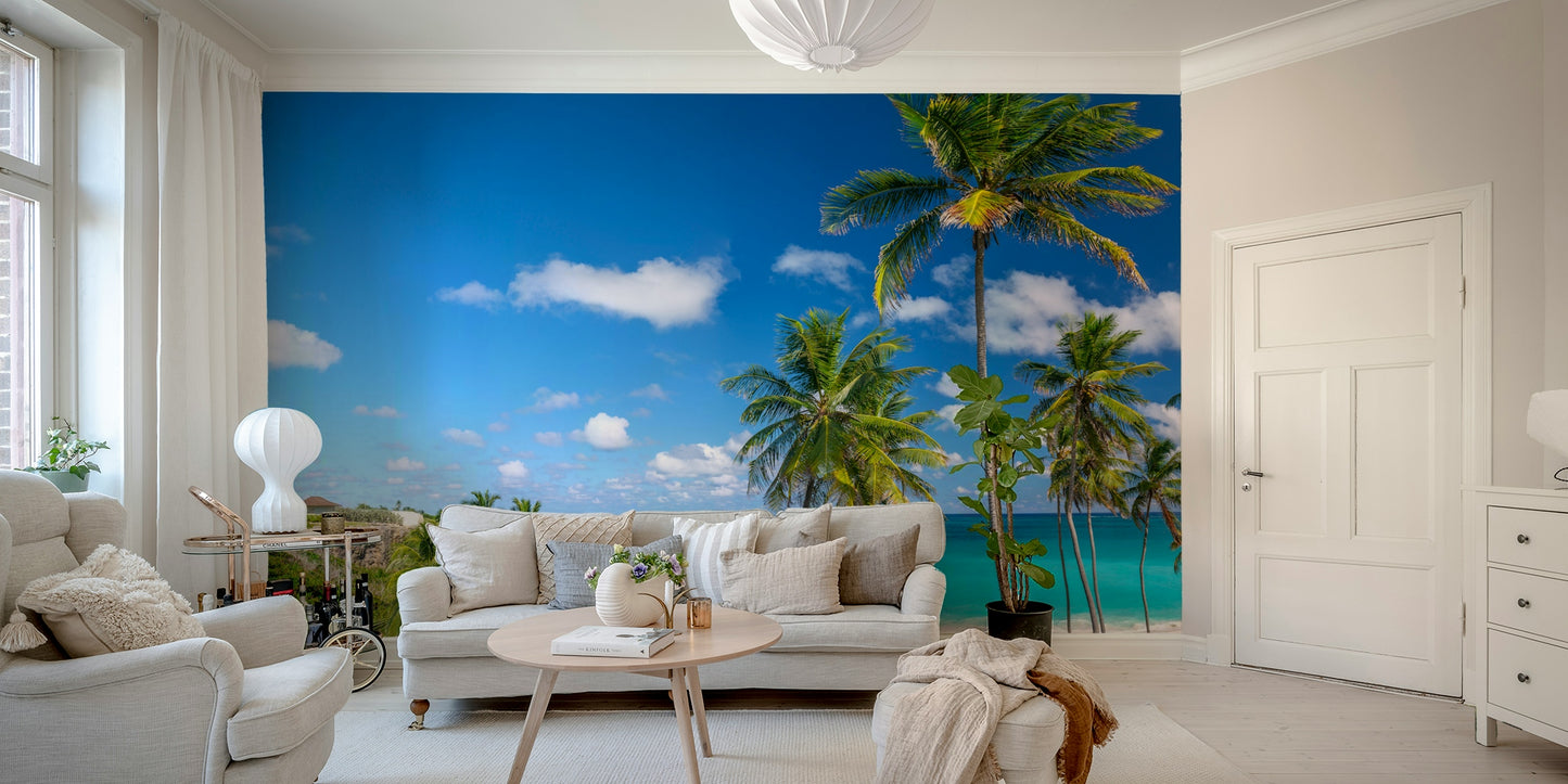 A contemplative lush palm tree wallpaper mural for a feature wall.



