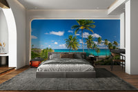 A beautiful palm lined wallpaper mural for a sunny room.




