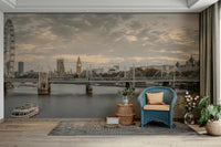A serene city view wall mural for elegant decor.

