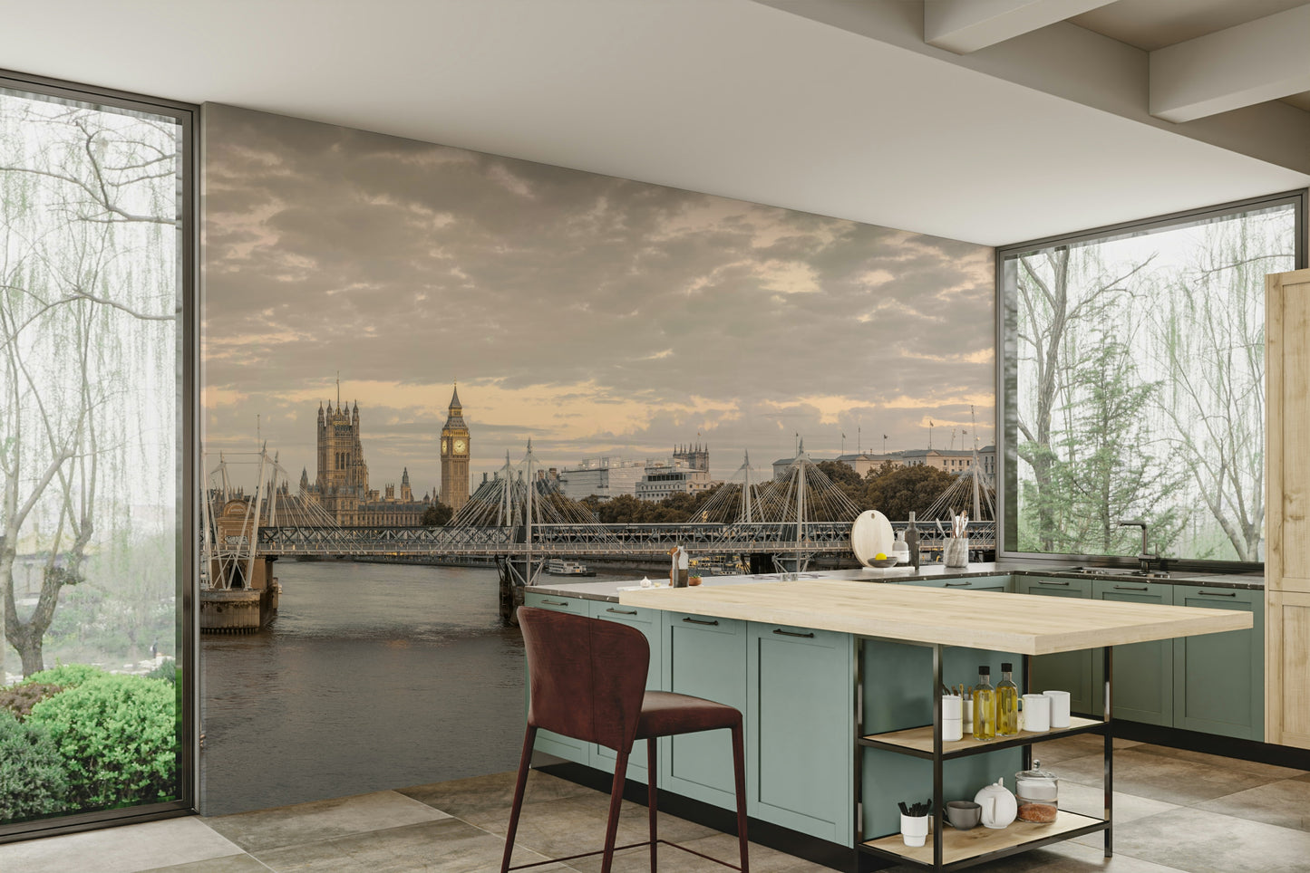 An artistic London inspired mural for home decor.

