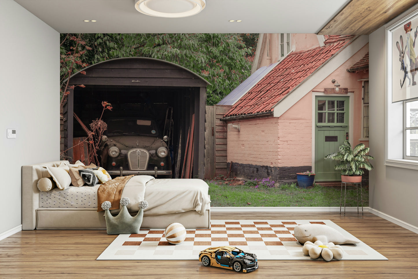 Artistic Vintage Car Hideaway Wall Mural.

