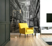 A calming ancient building wallpaper mural that defines a space.

