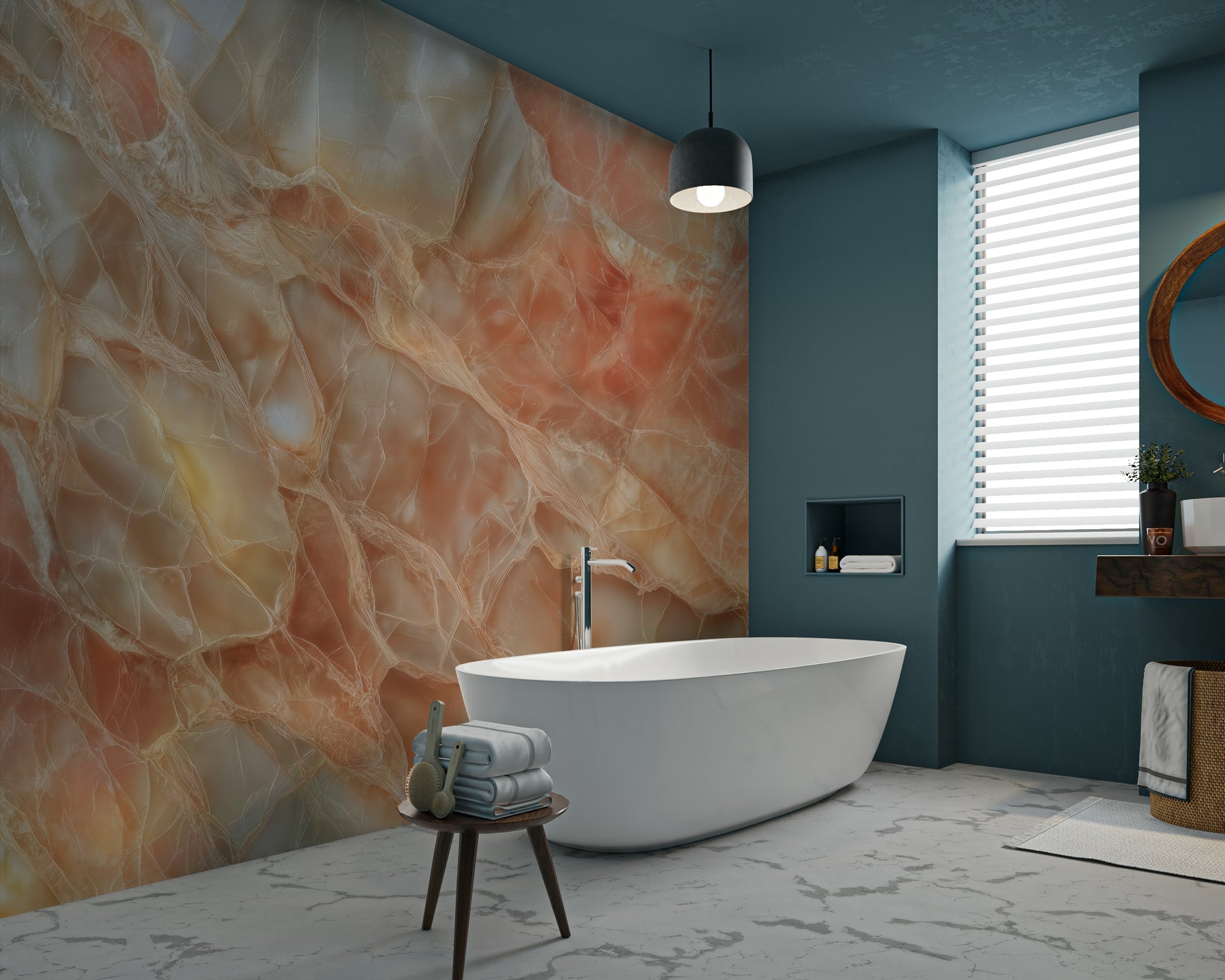 A beautiful luxury marble wall mural for a living room.

