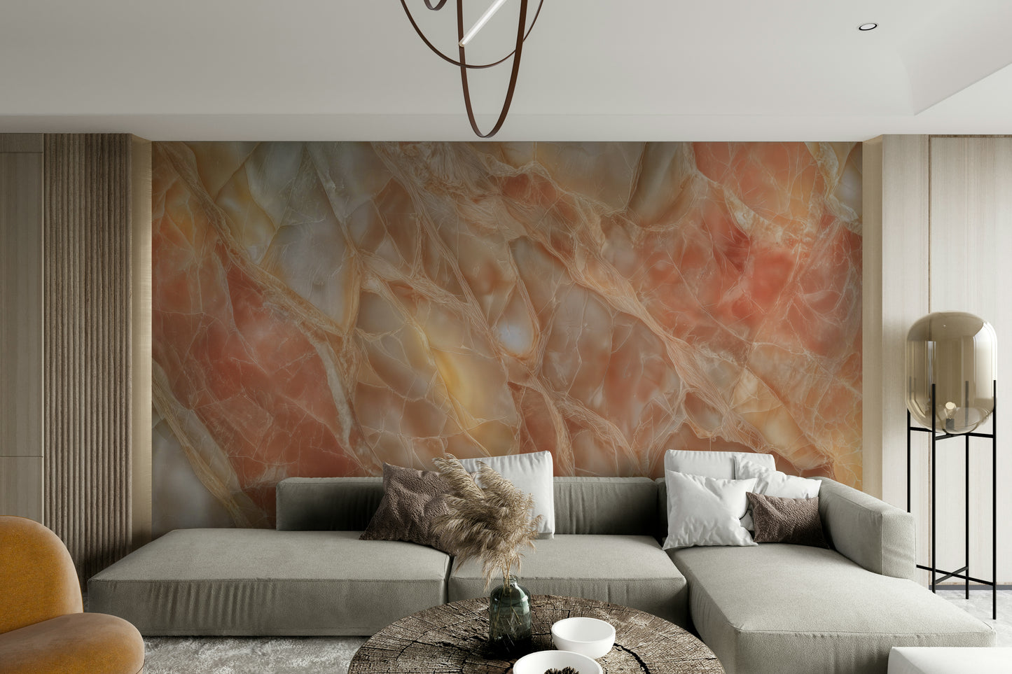 An artistic abstract stone mural for home decor.

