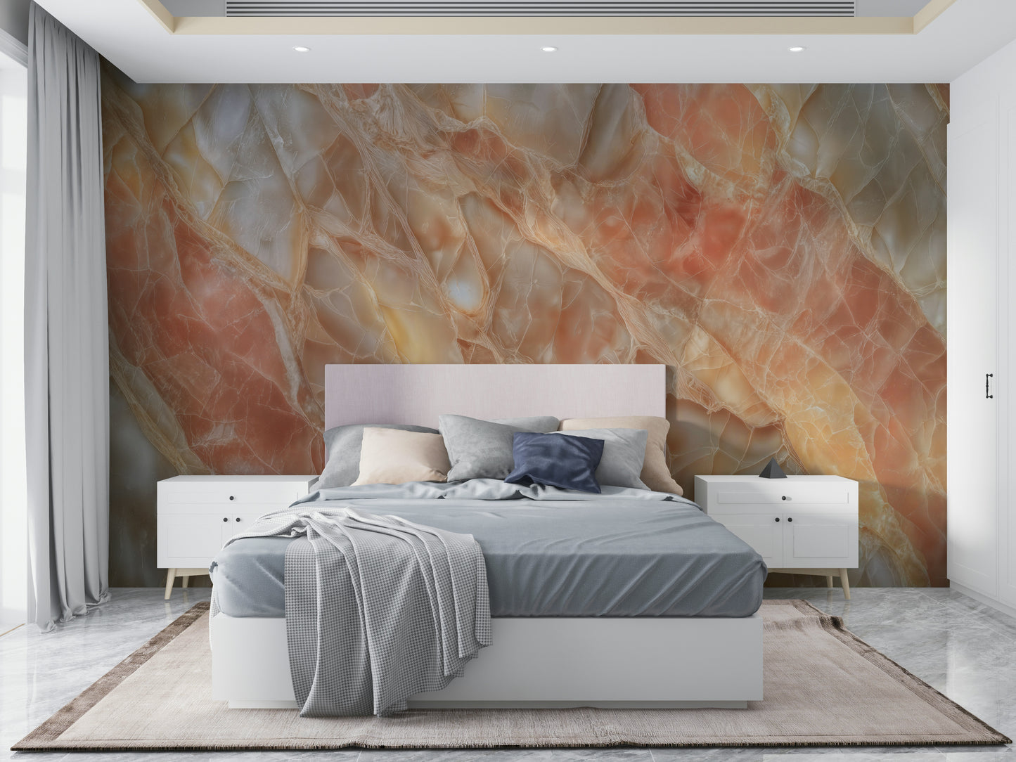 A contemplative mineral slice wallpaper mural for a feature wall.

