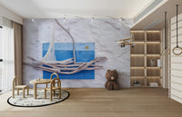 A contemplative sailing theme wallpaper mural for a feature wall.


