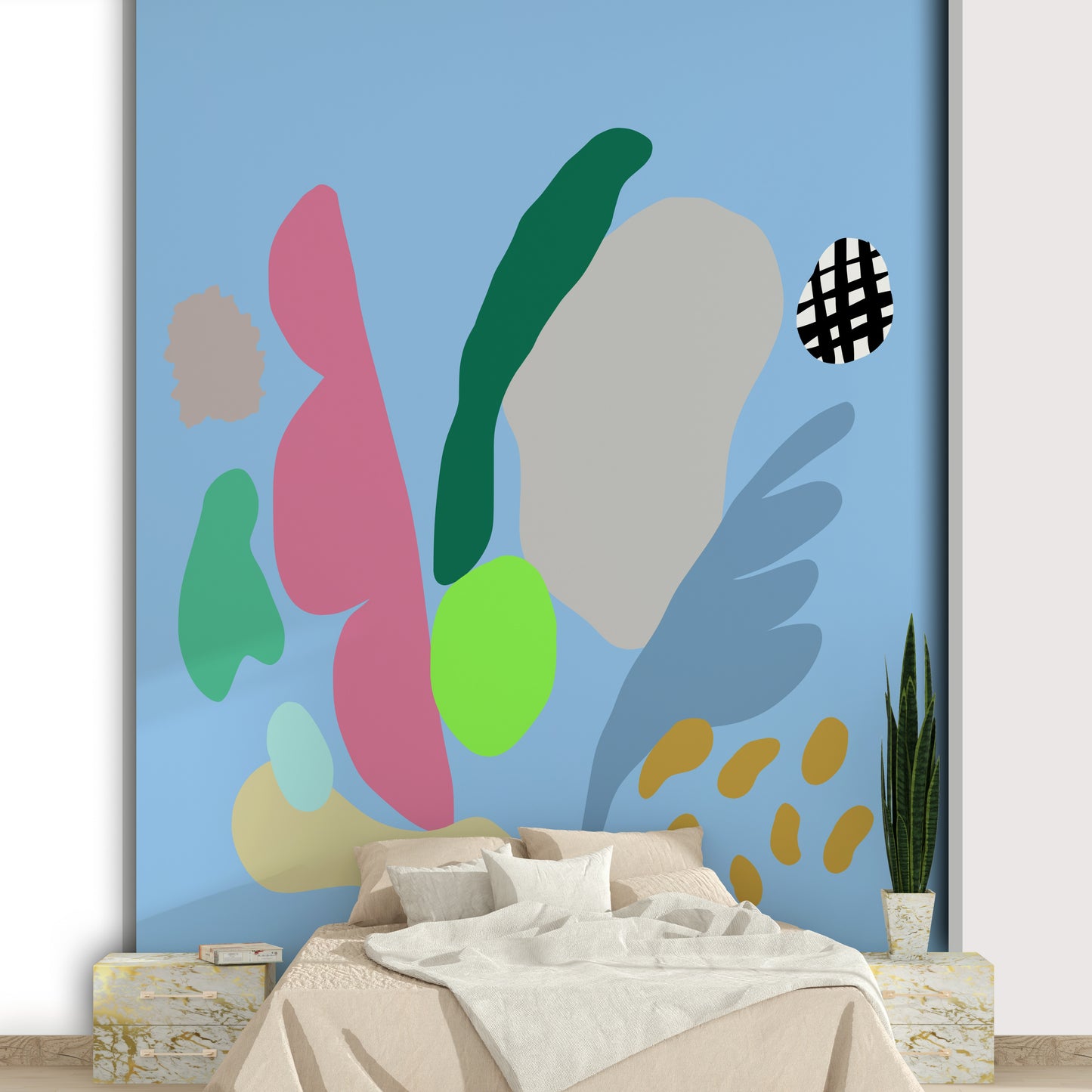 A serene light burst wall mural for your decor.

