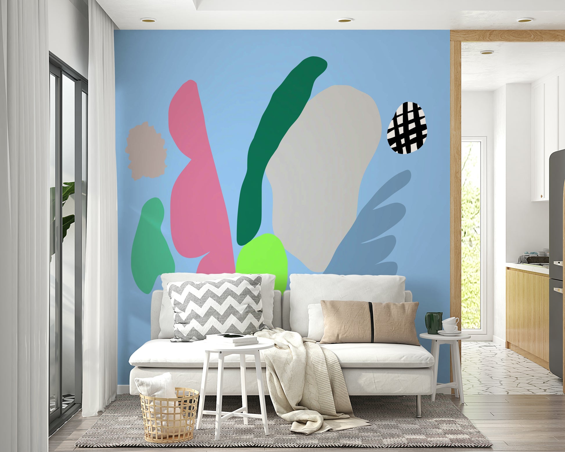 A beautiful modern art wall mural of delicate light.

