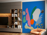 A beautiful modern art wall mural for a kitchen.

