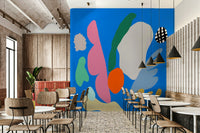 A peaceful food theme mural on decorative wallpaper.

