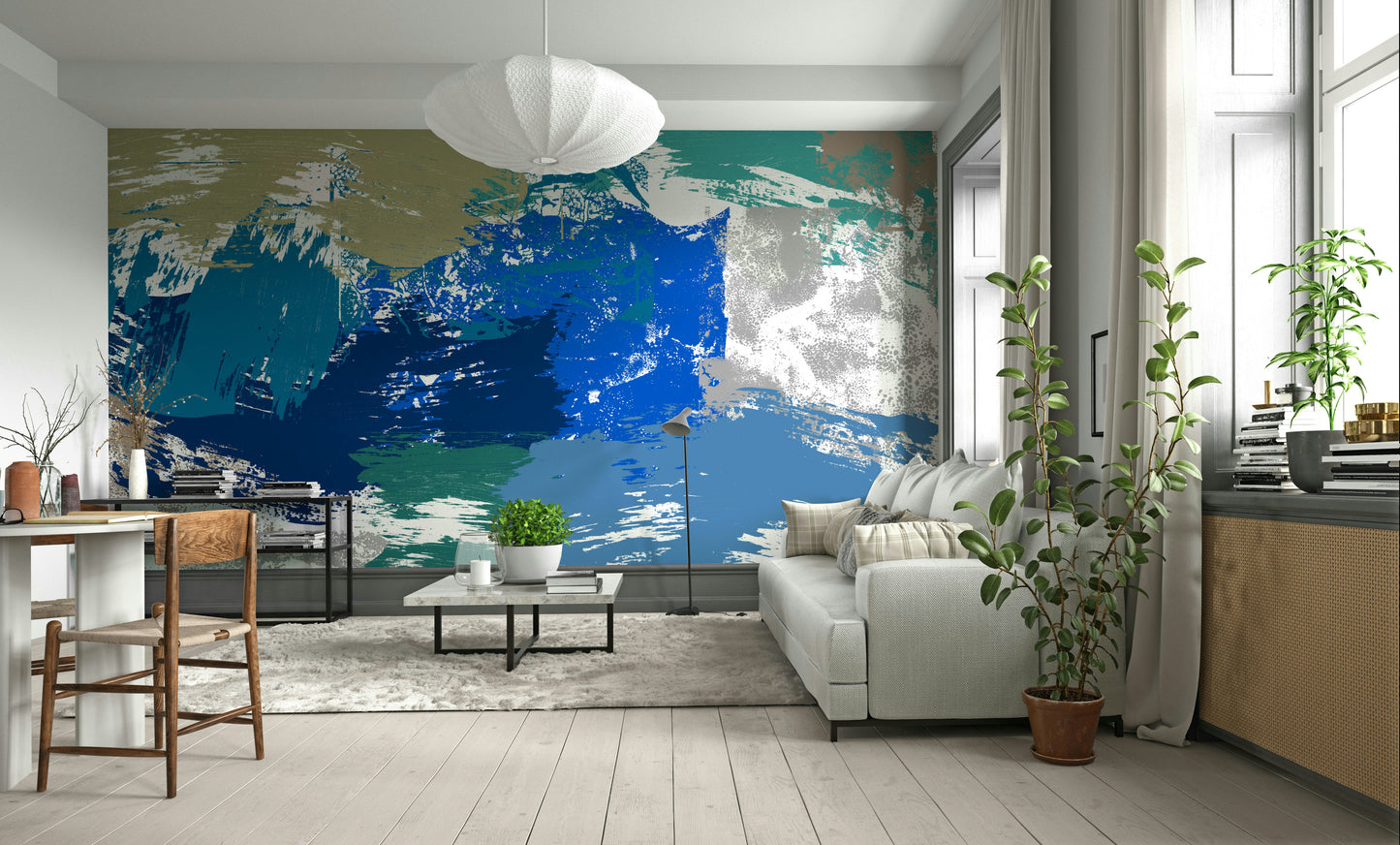 A peaceful modern texture mural on decorative wallpaper.

