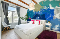 A calming abstract design wallpaper mural that defines a space.

