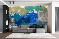 A beautiful modern art wall mural of subtle lines.

