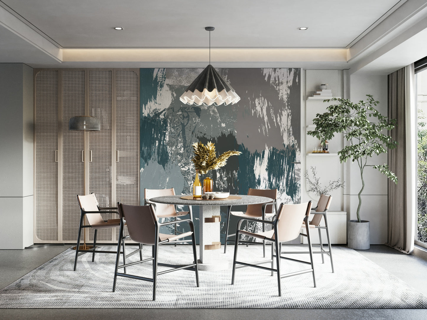 A beautiful snowy mountain wallpaper mural for a modern home.

