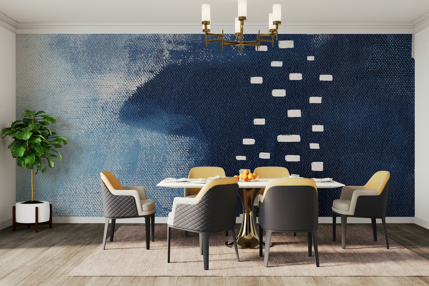 An artistic minimalist design mural for home decor.

