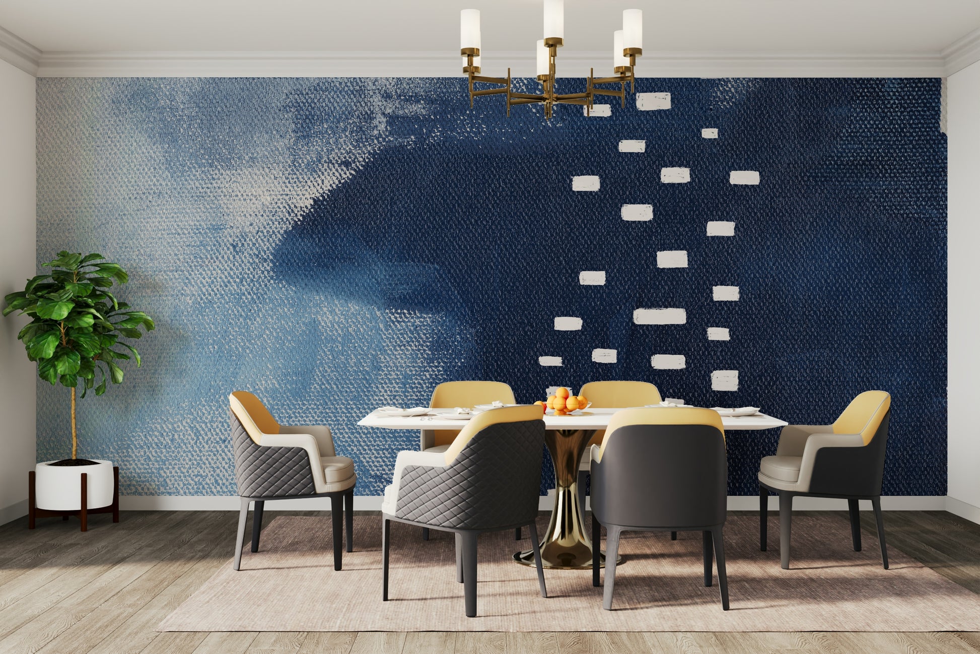 An artistic minimalist design mural for home decor.

