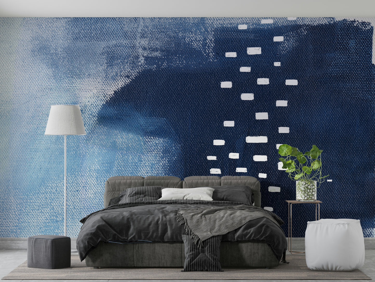 A calming modern pattern wallpaper mural that defines a space.

