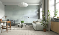 A beautiful modern art wall mural for a living room.

