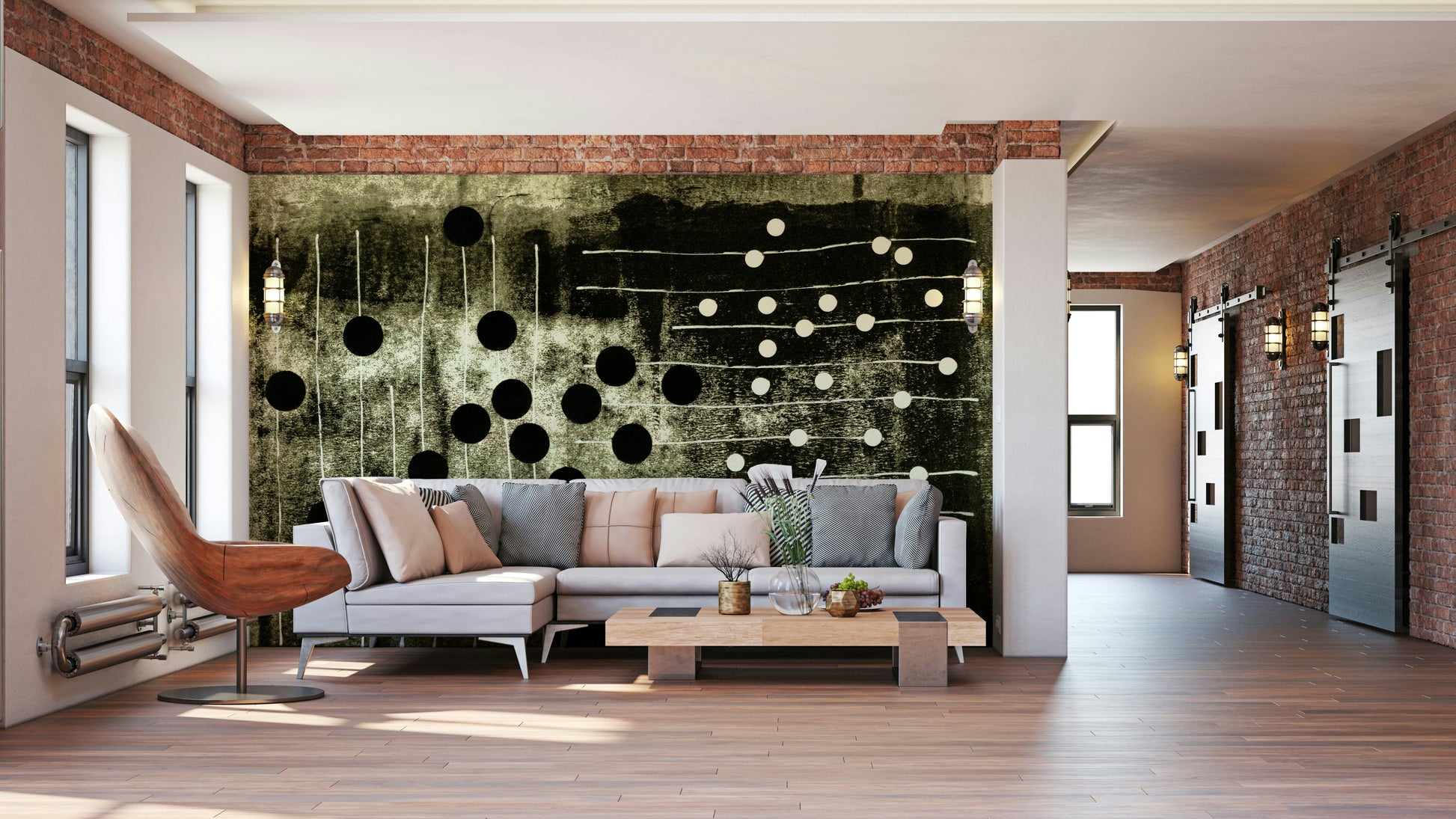 A serene black and white pattern wall mural for your decor.

