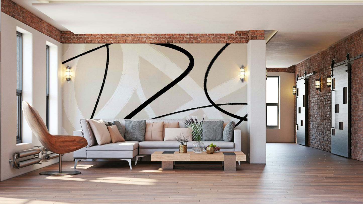 A beautiful abstract brushstroke wallpaper mural for a modern home.

