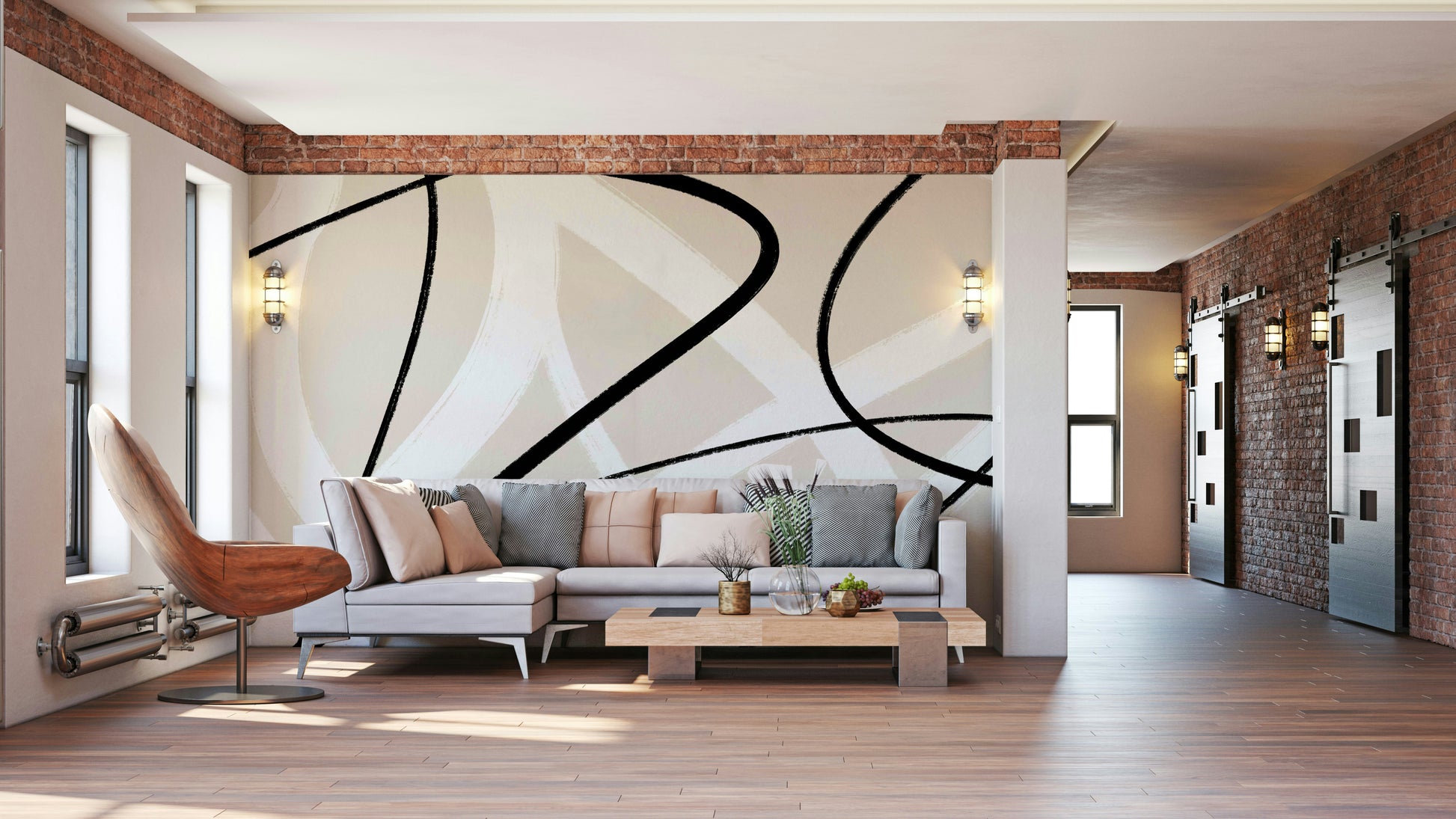 A beautiful abstract brushstroke wallpaper mural for a modern home.

