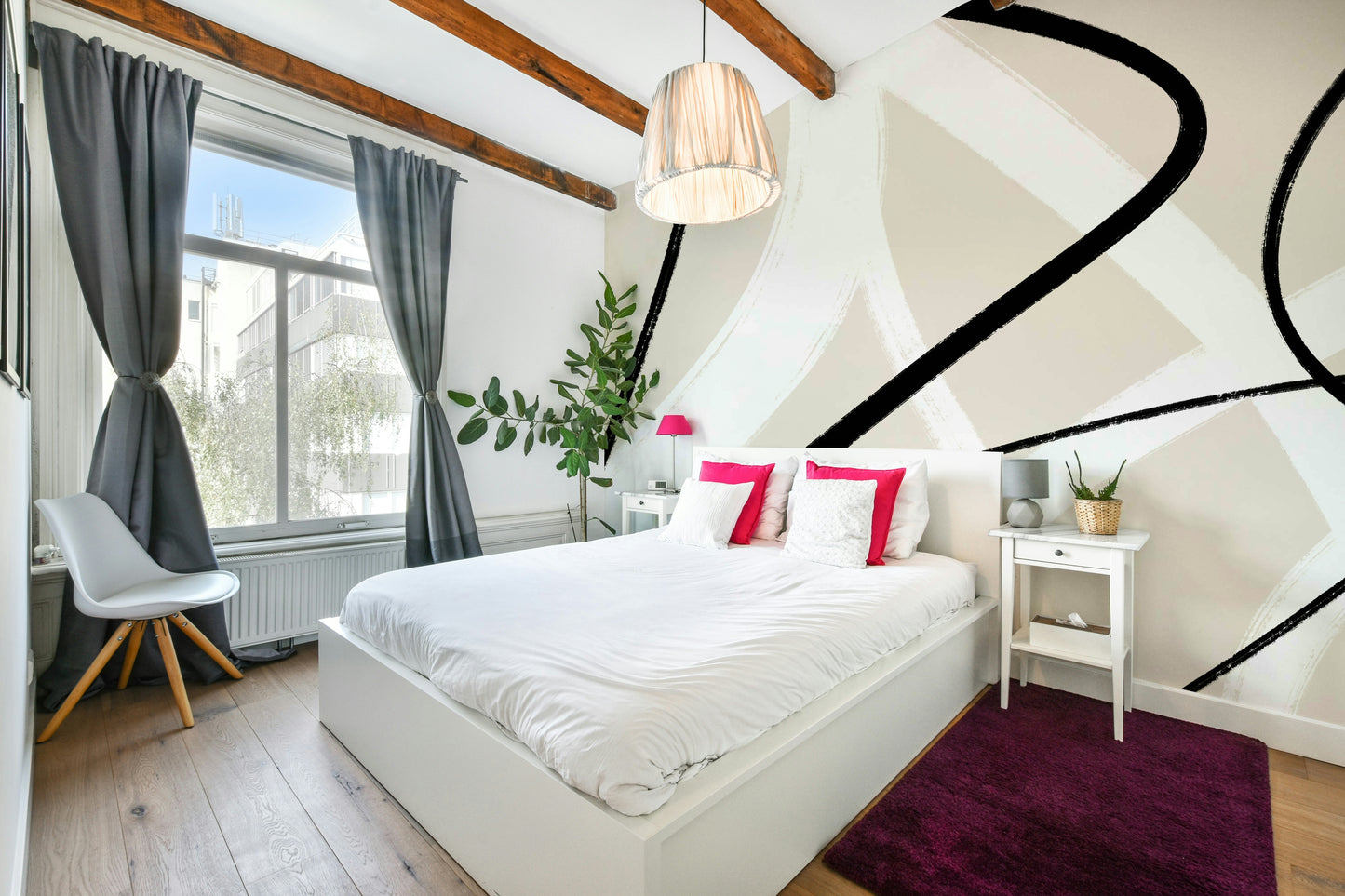 A contemplative minimalist design wallpaper mural for a feature wall.

