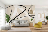 An artistic minimalist form mural for home decor.

