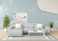 A beautiful abstract brushstroke wallpaper mural in powder blue.

