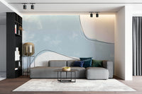 A calming abstract design wallpaper mural that defines a space.

