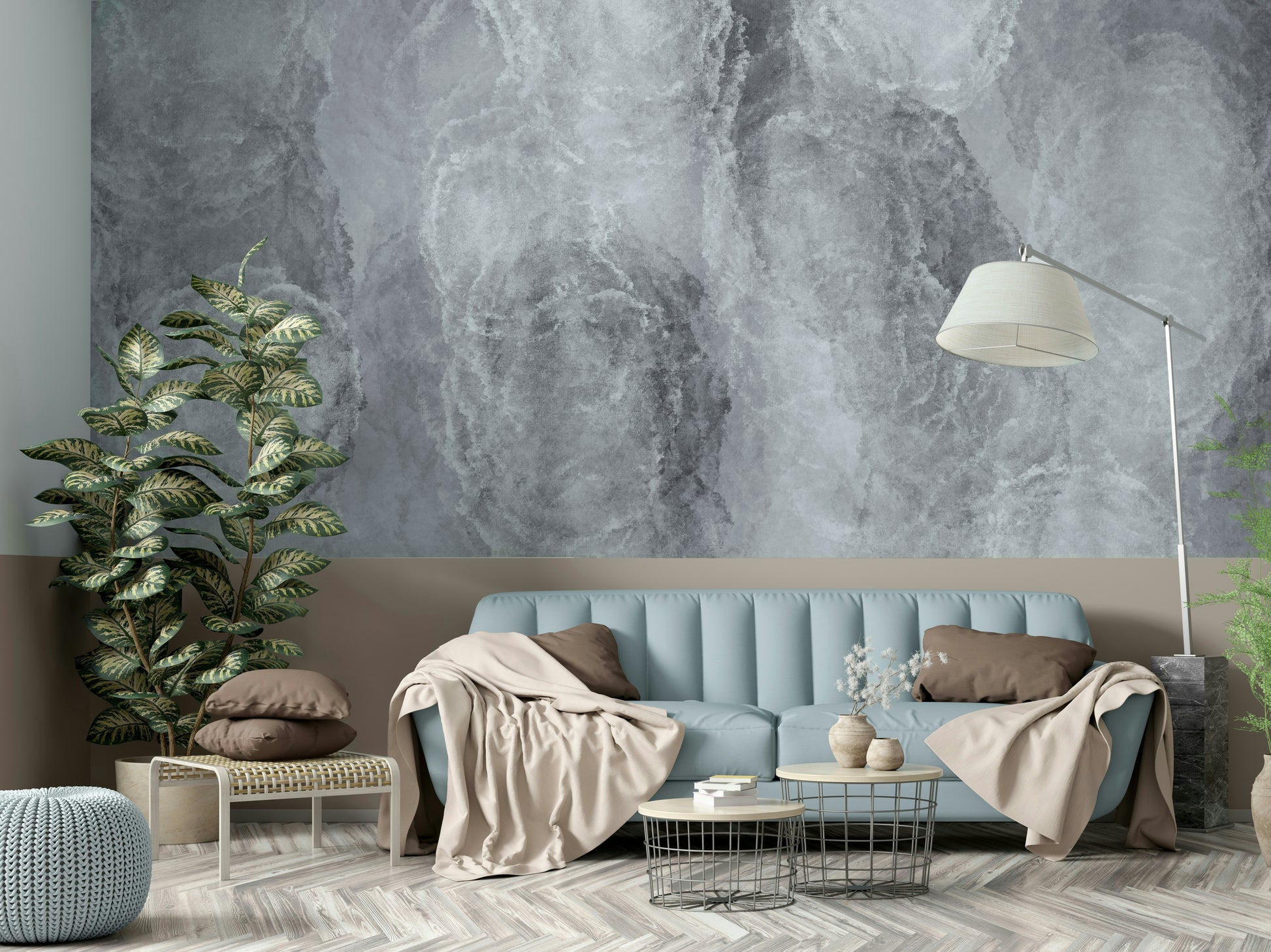An artistic nature inspired mural for home decor.

