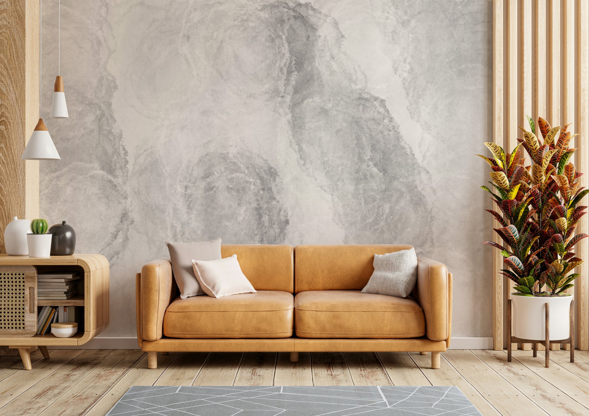 An artistic nature inspired mural for home decor.

