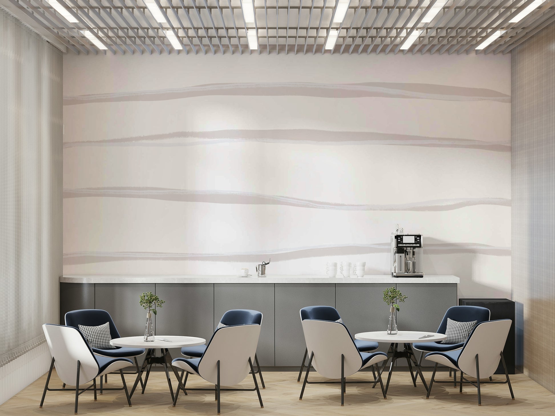 A tranquil subtle line wall mural for your decor.

