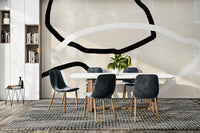A graceful subtle shape wall mural in cool, tranquil tones.

