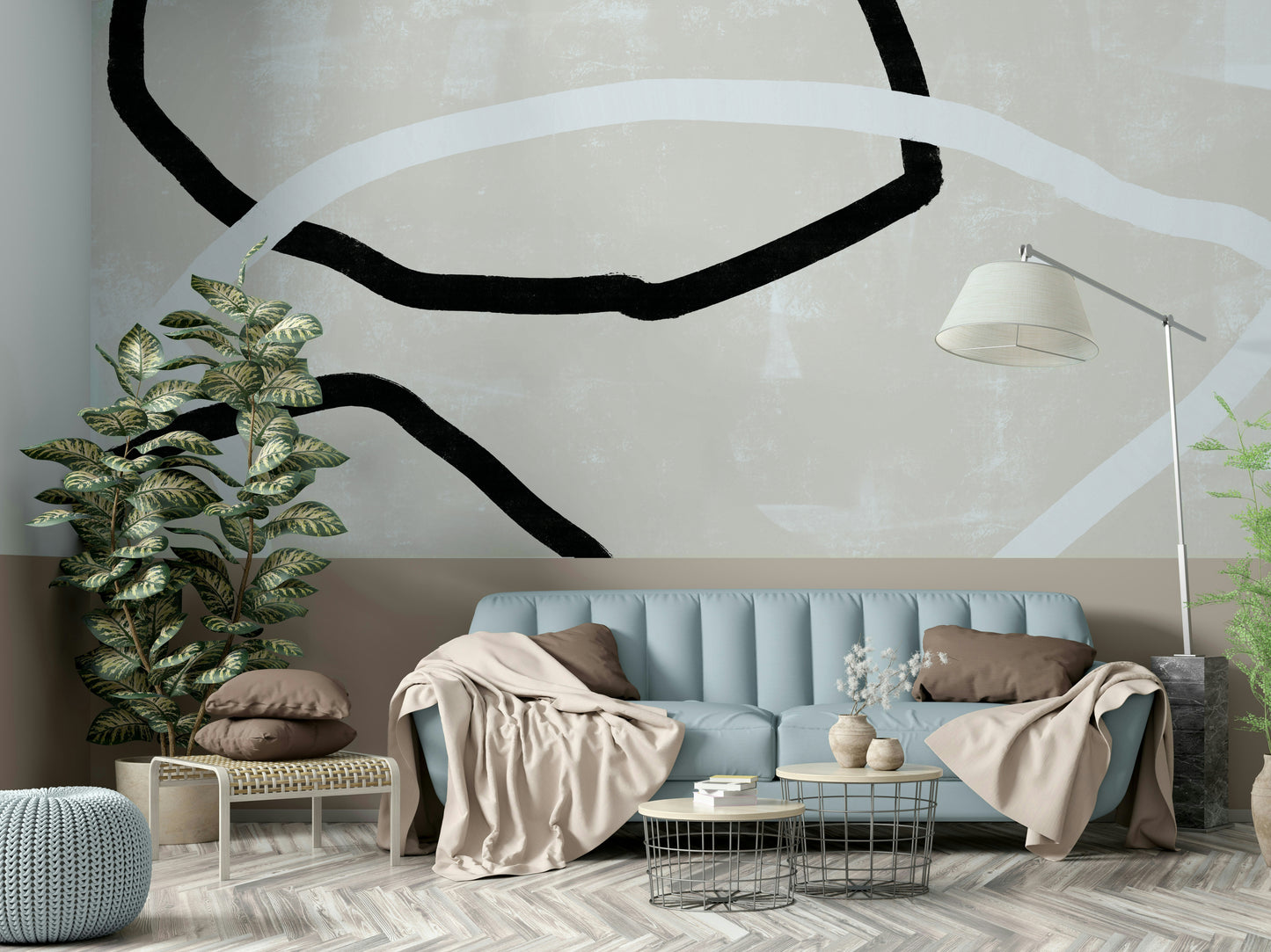 A serene subtle pattern wall mural for your decor.

