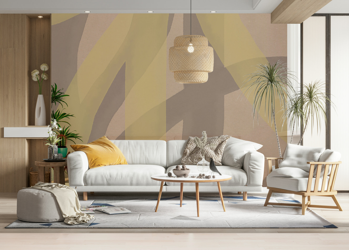 A beautiful abstract flowing wallpaper mural for a modern home.

