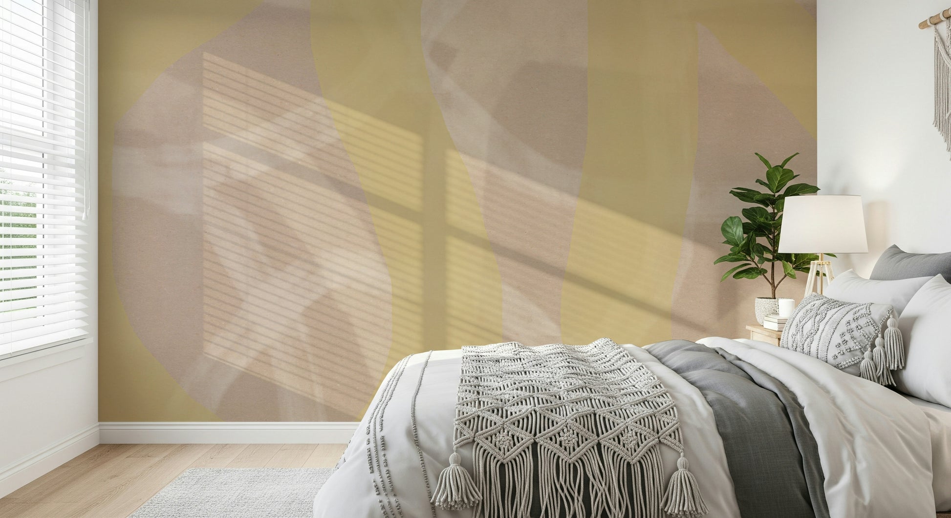 A beautiful modern art wall mural for a living room.

