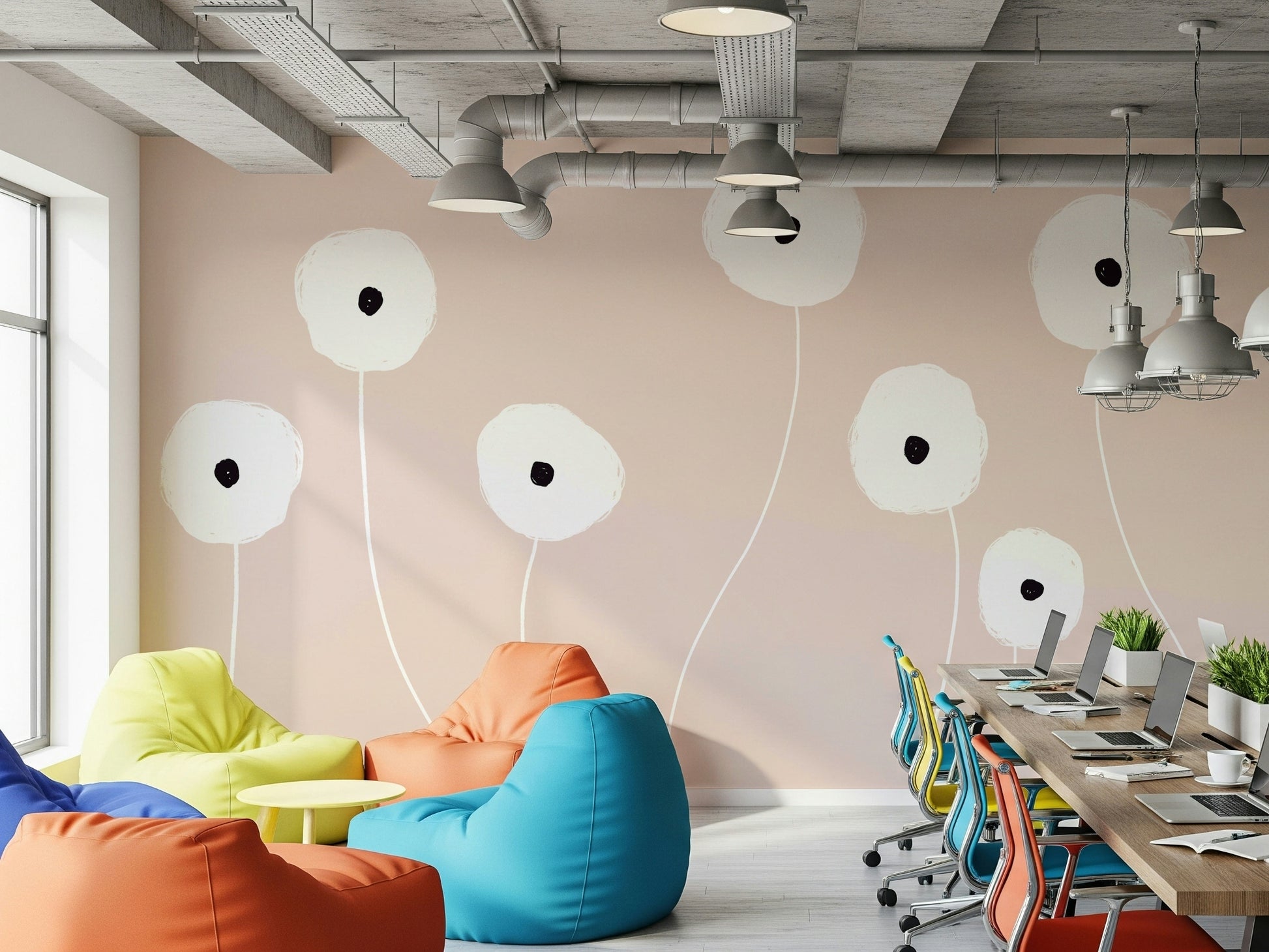 A serene subtle flower wall mural for your decor.

