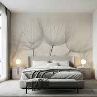 A peaceful flower design mural on decorative wallpaper.

