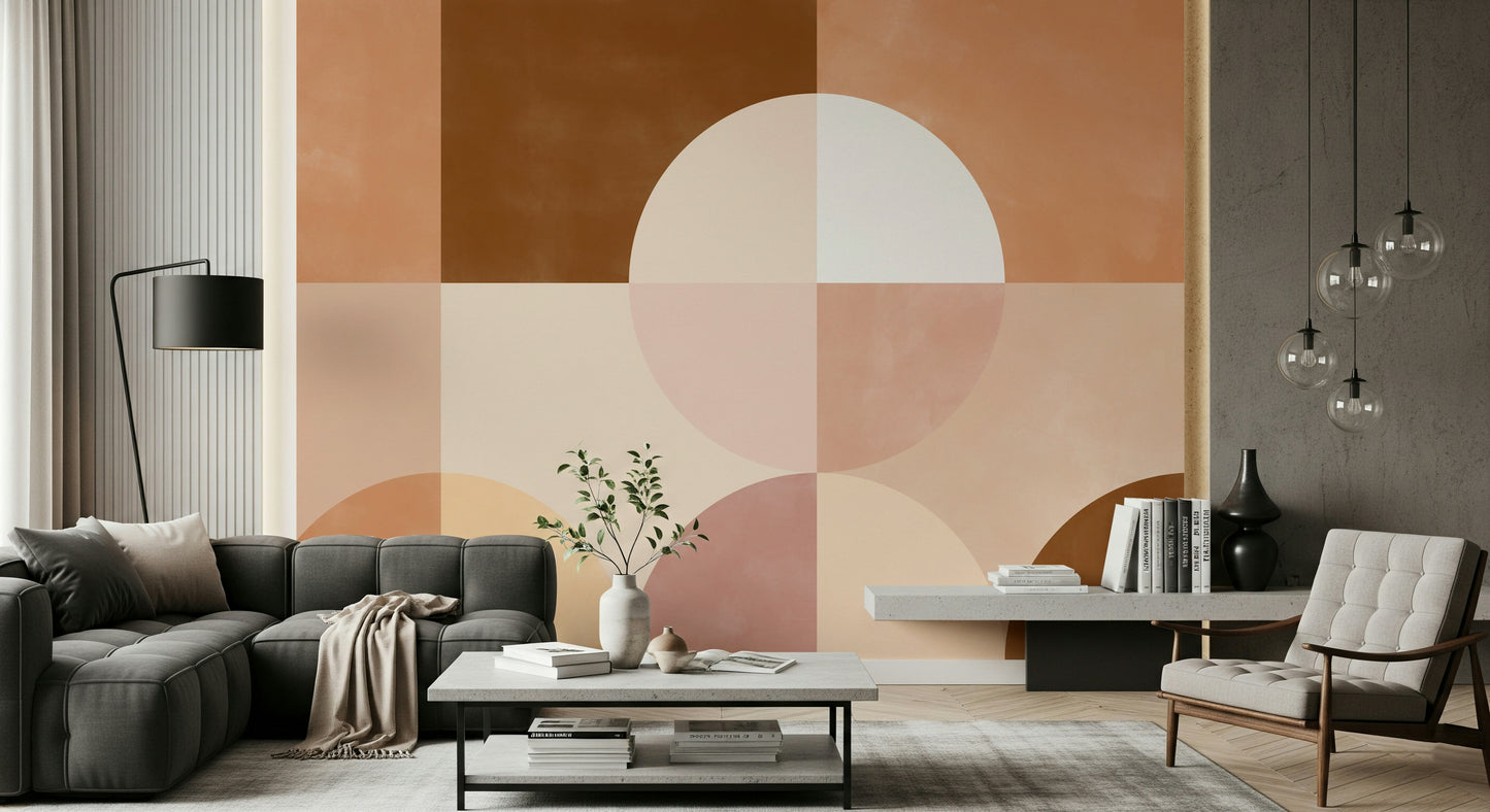 A beautiful modern art wall mural for a living room.

