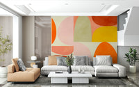 An artistic minimalist form mural for home decor.

