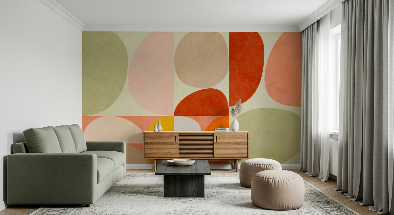 A beautiful abstract geometric wallpaper mural for a modern home.

