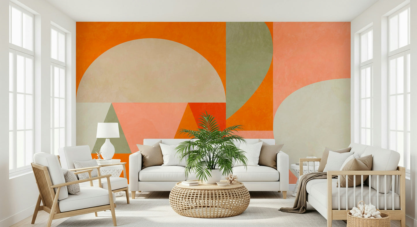 A beautiful abstract art wallpaper mural in earth tones.

