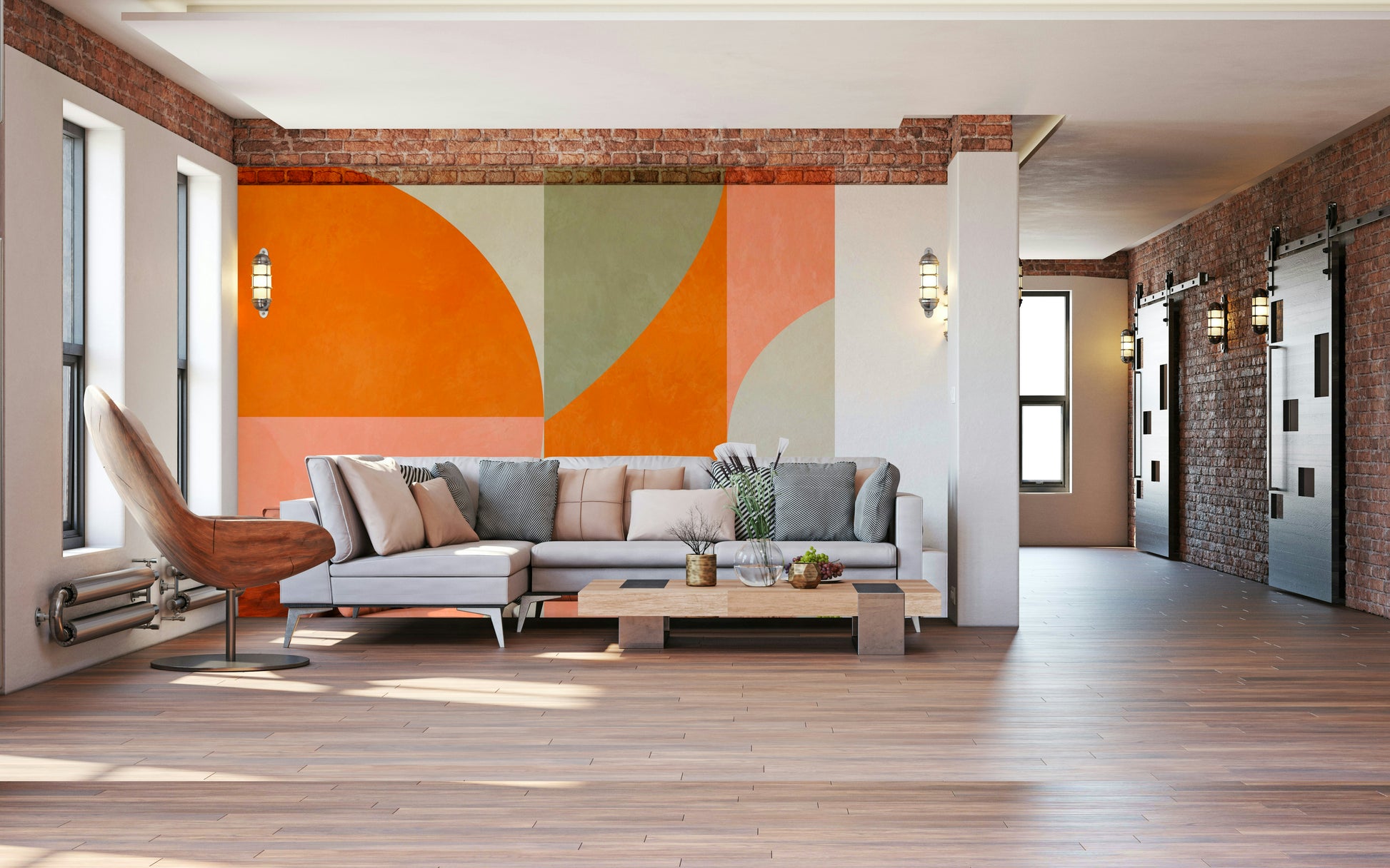 A classic mid-century style wallpaper for walls.

