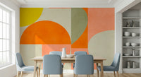 A calming retro design wallpaper mural that defines a space.

