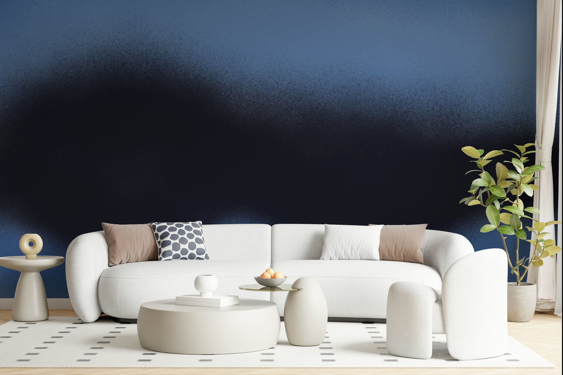 A beautiful modern art wall mural of soft shapes.